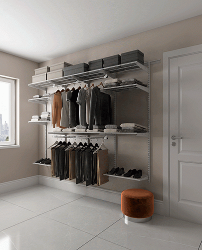 Гардеробная система Max G180 белый 2050x1950x450 Промет 11 полок
